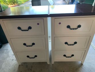 Pair of white 3 drawer nightstands