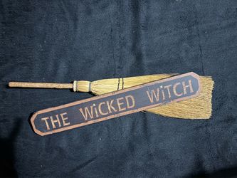 The Wicked Witch Decorative Broom with Wood Sign