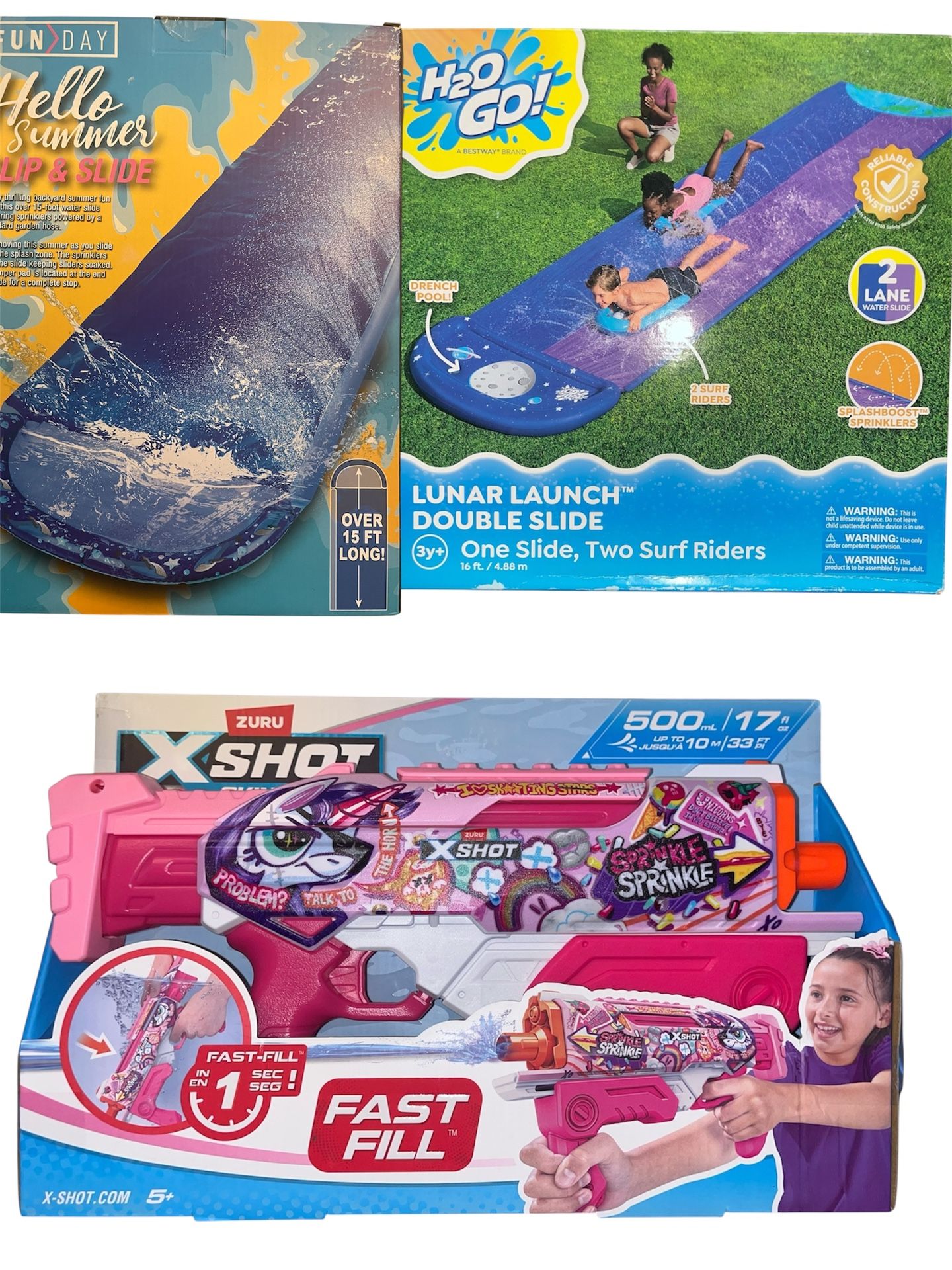 2 WATER SLIDES AND WATER GUN COMBO BRAND NEW H2OGO! ZURU SUMMER IS ALMOST OVER!