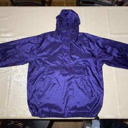 Vintage Eddie Bauer Hooded Windbreaker Anorak Jacket Pullover 1/2 Zip Men Size L