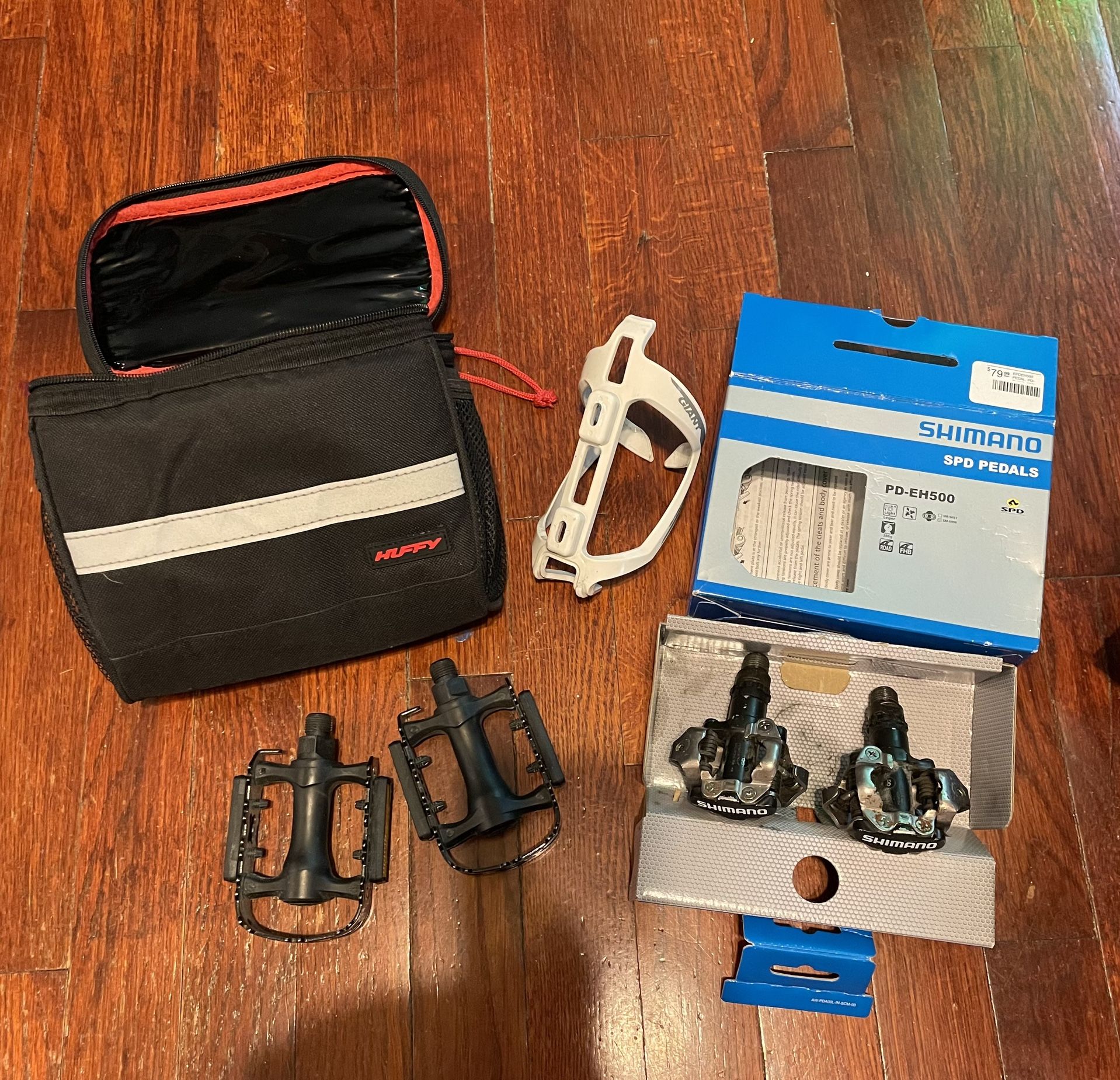 Bicycle pedals, cooler, bottle holder