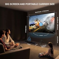 Portable Projector Screen with Stand, Outdoor Movie Screen, 80 Inch 16:9, Easy Setup and Carrying