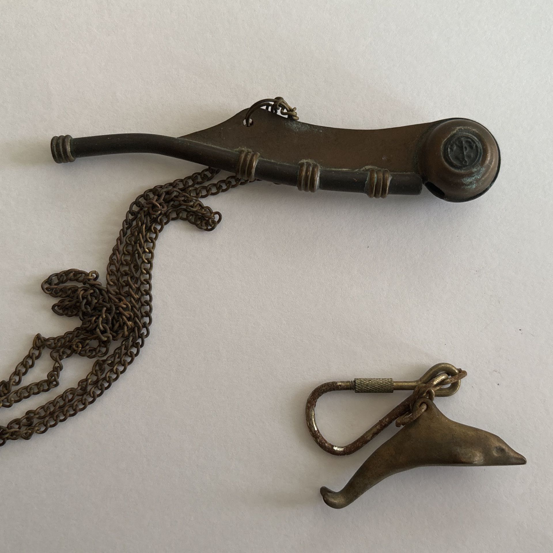 Boatswains Whistle And  Brass Dolphin 
