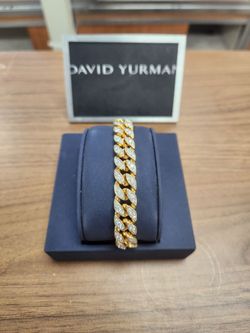 David Yurman Gold Cuban Link Diamond Bracelet