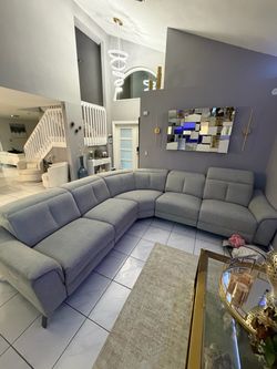 Gray Sectional Couch w/Power Recliners