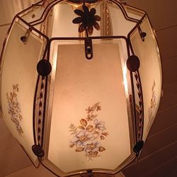 Antique Glass 5 Bulb Lamp -UNDERWRITERS LABORATORIES 