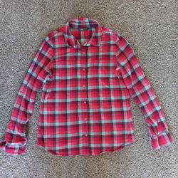 THE NORTH FACE Shirt L/G Turquoise Cherry Red Plaid size L


