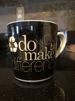 6 Mugs - Curtis Stone Porcelain Mug “Do Your Bit Make a Difference” Black