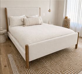 Wooden post queen platform bed