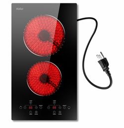 2 Burner Electric Cooktop 110V, 2000W Touch Control Stove,12 Inch