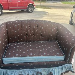 Brown and teal sofa