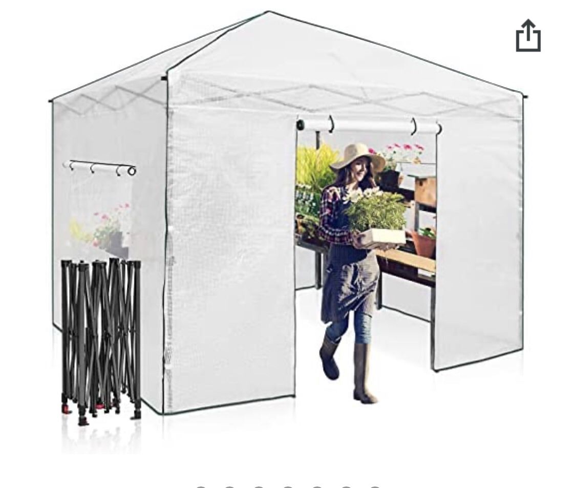 8' x 8' Portable Walk-in Greenhouse and Canopy Tent, Instant Pop-up Fast Setup Indoor Outdoor Plant Gardening Green House Canopy