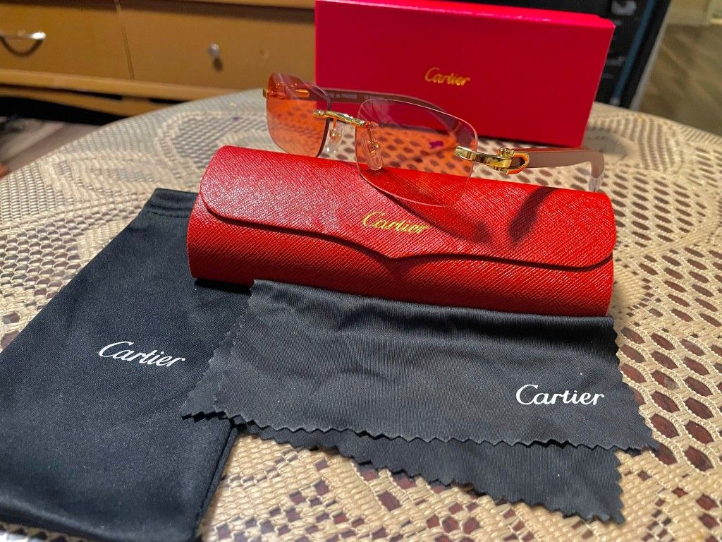 C Brown Wood Red Sunglasses