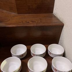Vtg Dudson Fine china Set 6 Small Condiment Bowls / Ramekins - Floral Rim 4" New