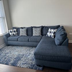 Navy 2 Piece Full Sized Sleeper Sofa With Cooling Mattress 