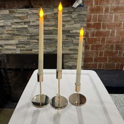 Wedding Candles Gold Holders 