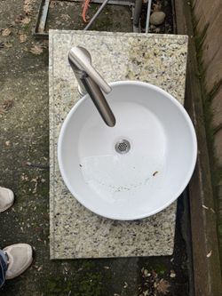 32” X 18 3/4” Granite Slab w/ Sink & Faucet 