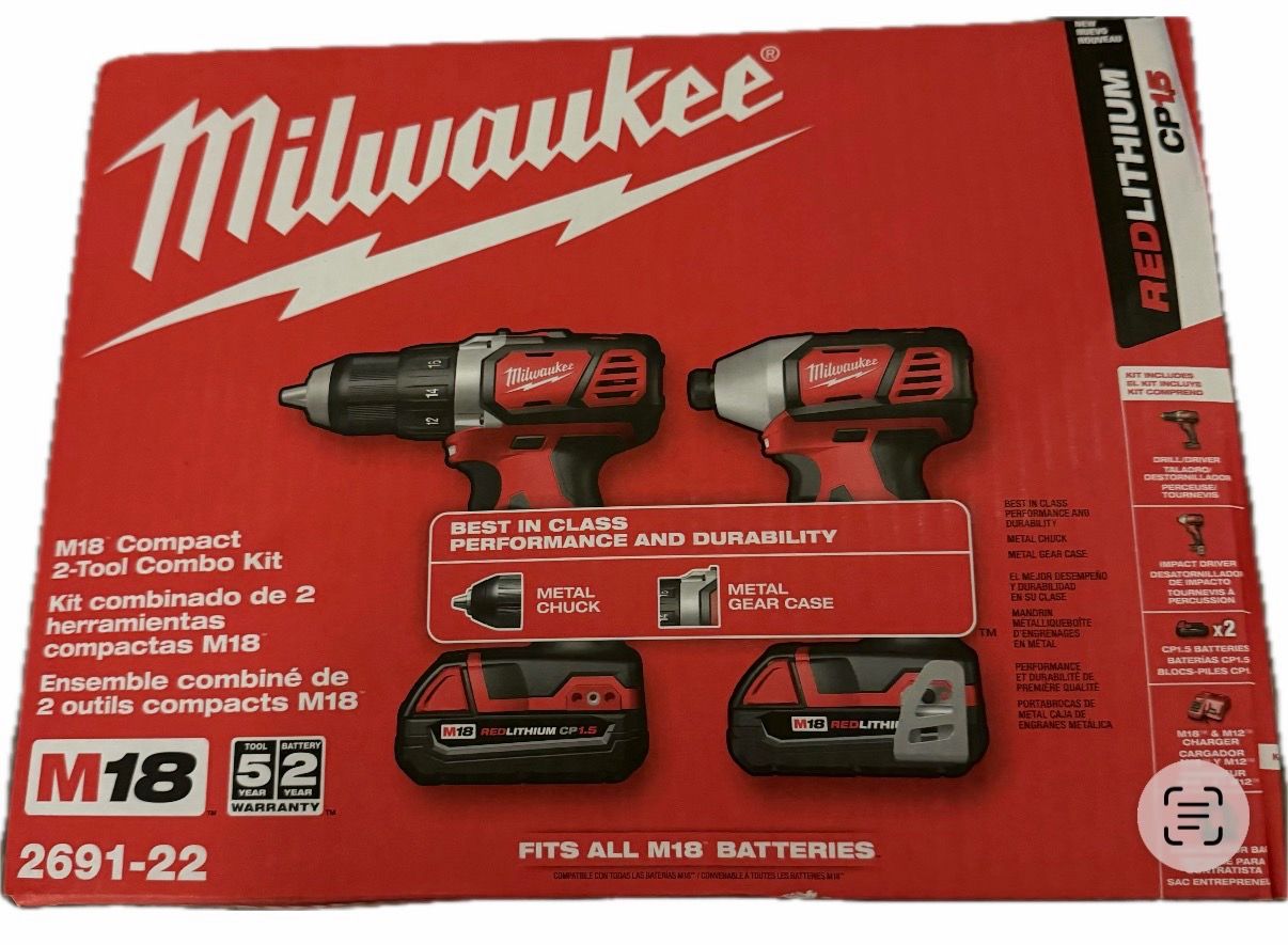 NEW Milwaukee M18 2-Tool Combo Kit (Model 2691-22)