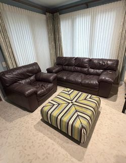 Leather couch and chair