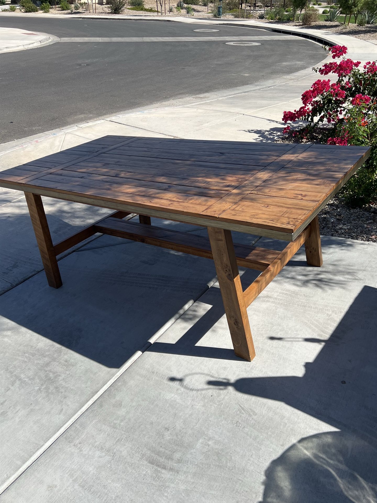 Wooden dining table- farmhouse style