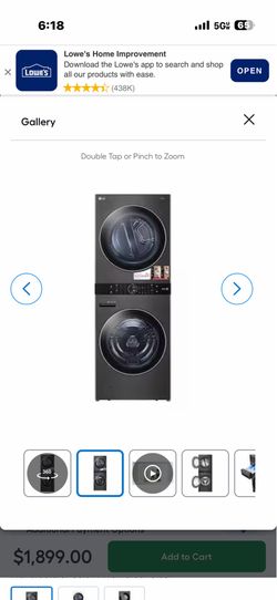 LG WashTower Electric Stacked Laundry Center with 4.5-cu ft Front load Washer and 7.4-cu ft Dryer ( Black Steel )