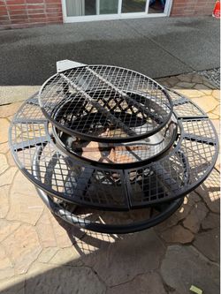 47" Outdoor Fire Pit with Adjustable Grill