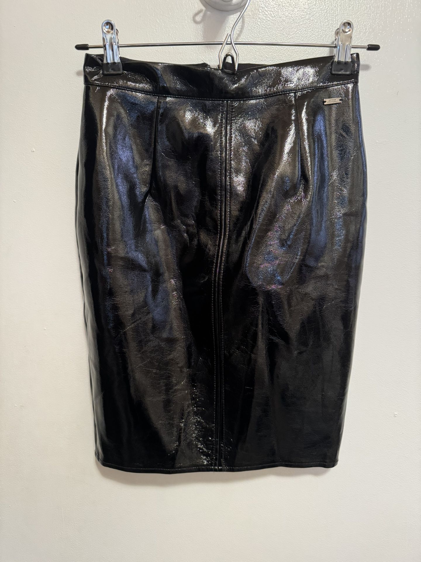 Armani Exchange Patent Leather Skirt Black New Size 0