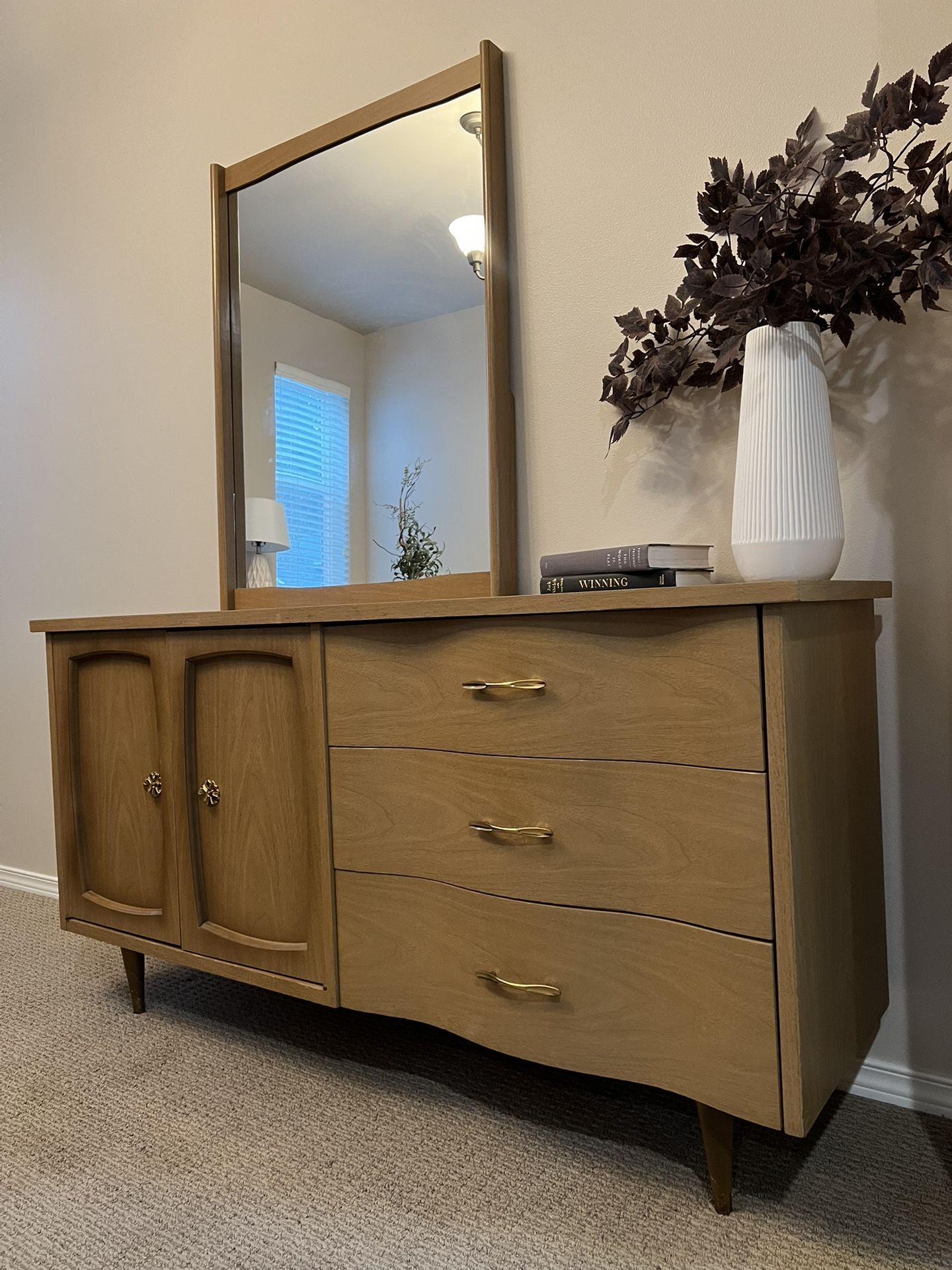 MCM lowboy Dresser or Credenza With Mirror