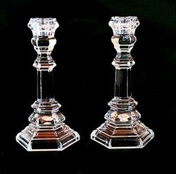 pair of Tiffany & Co. Plymouth 8" crystal candlesticks