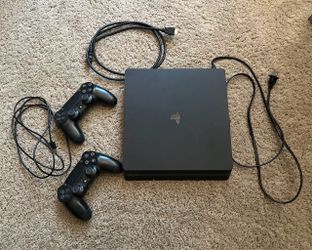 Sony PlayStation 4 Slim PS4 500GB Bundle-2 DualShock 4 Controllers + Cables factory initialized