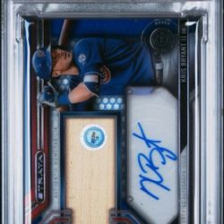 2016 Topps Strata Kris Bryant Clearly Authentic Auto Relic Blue #29/99 PSA 9