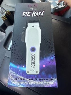 StyleCraft Pro Reign Hair Clipper Eon Digital Brushless Motor SC620W Barber Whit con base