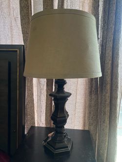 Dark Bronze Table Lamp with Drum Shade