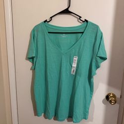 New Sonoma V-Neck T-Shirt XXL Teal