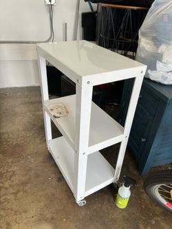 Three Tier White Rolling Cart