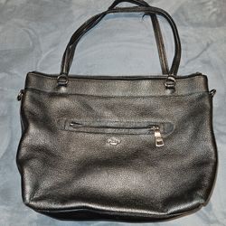 Coach black leather tote