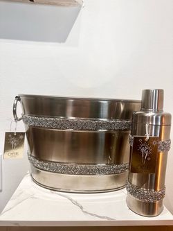 Cheers & Co Silver Crystal Beverage Tub + Cocktail Shaker Set, NWT