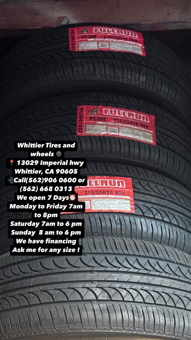 SET OF NEW TIRES, 215/55R18 FULLRUN, INCLUDING MOUNTING AND BALANCING. ASK ME FOR ANY SIZE OR BRAND, LLANTAS NUEVAS