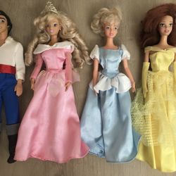 Disney Princess Dolls Lot Cinderella Aurora Belle And Prince Eric