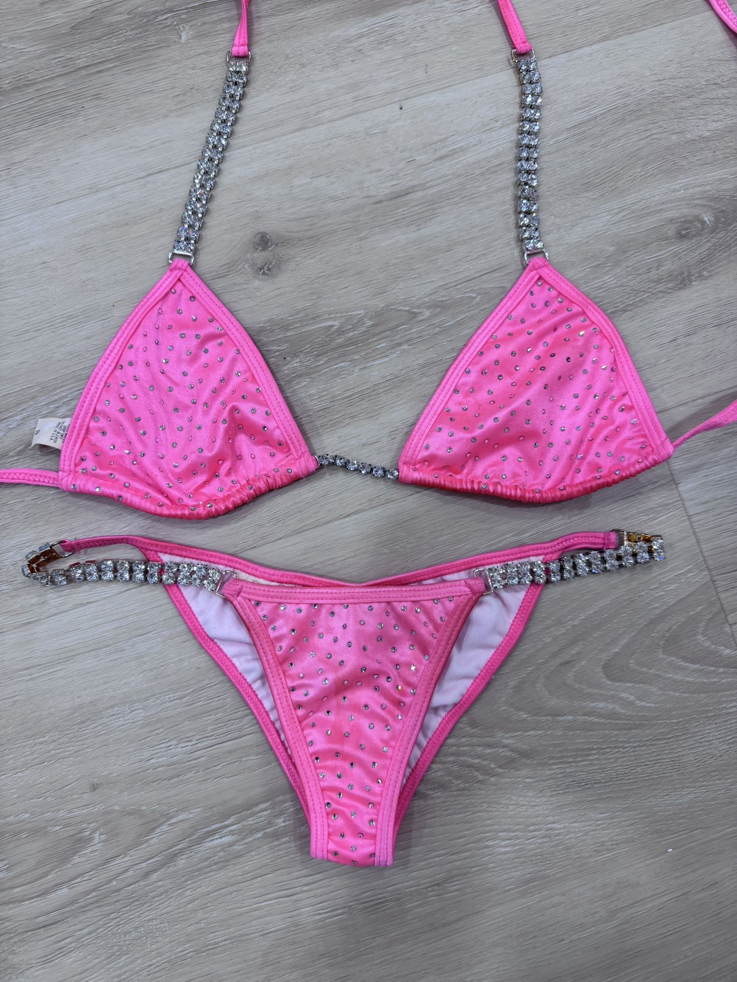 Sparkly Pink Fitness Competition Bikini – Bedazzled with Rhinestones