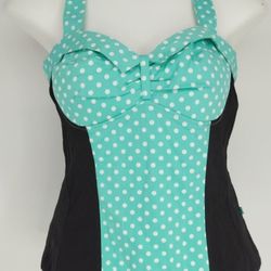 Hot Topic Royal Bones By Daang Retro Bombshell Halter - Black & Mint - Size S