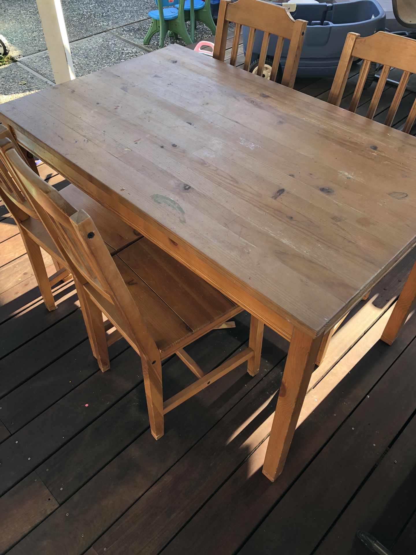 IKEA Pine Wood Kitchen/Activity Table with 4 Chairs
