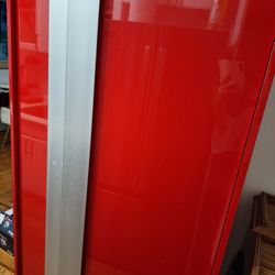 RED HIGH GLOSS ARMOIRE WARDROBE CB2 CRATE BARREL