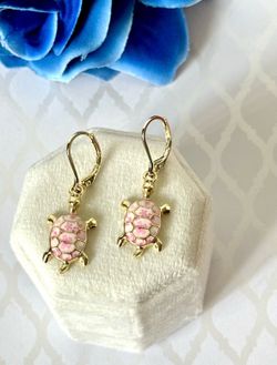 Pink Turtle Earrings