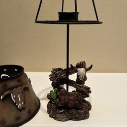 Western-Style Rustic Tea Light Lamp 12”H