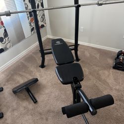 Marcy bench + bar + weights/ weight rack