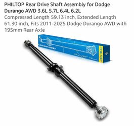 PHILTOP Rear Drive Shaft Assembly for Dodge Durango AWD 3.6L 5.7L 6.4L 6.2L Compressed Length 59.13 inch, Extended Length 61.30 inch, Fits 2011-2025 D