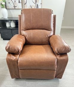 Leather Swivel Rocker Recliner Chair, Traditional Manual Chair