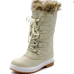 Ollio Women's Shoe Lace Up Quilted Fur S