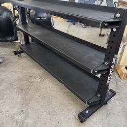 Rogue 3-Tier Storage Rack w/ Kettlebell Shelves (on wheels) – $550